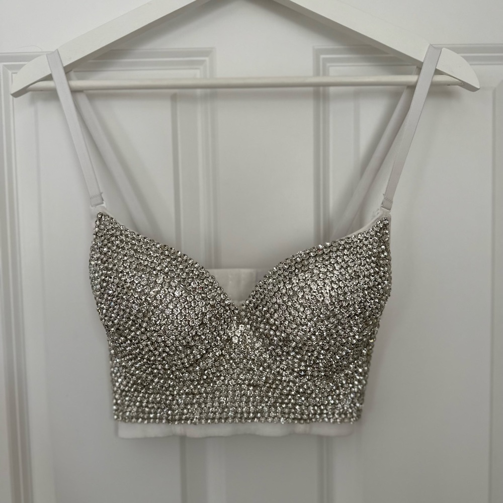 Rhinestone Diamond Push up Bustier Crop Top